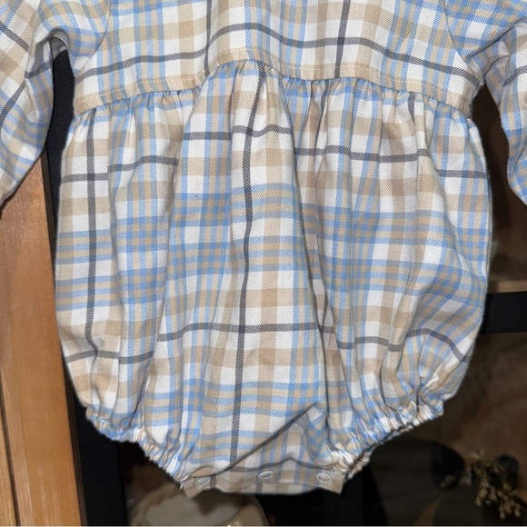 Stitchy Fish plaid bubble romper peter pan corduroy baby girl long sleeve ruffle - Picture 3 of 7